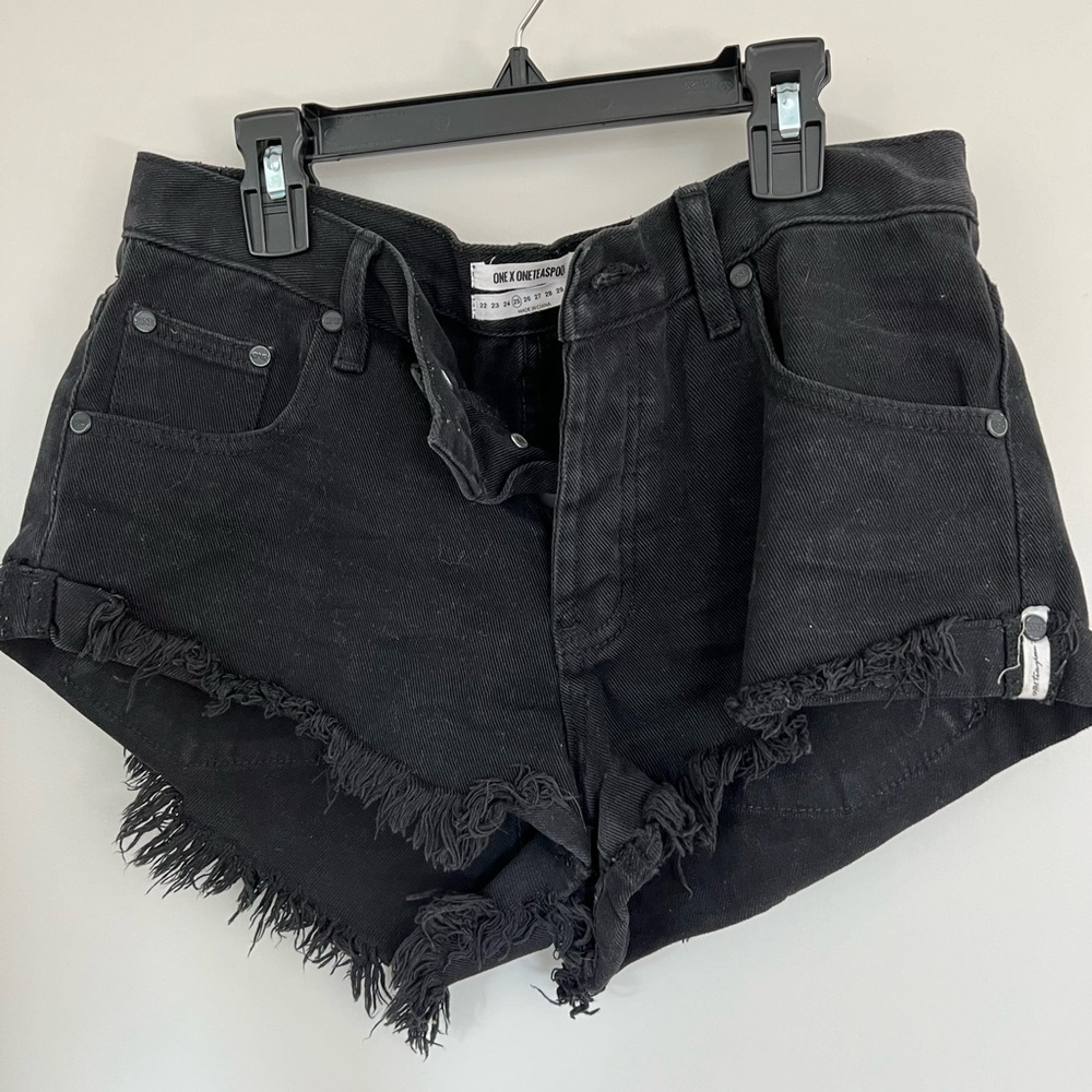 Oneteaspon black jean shorts